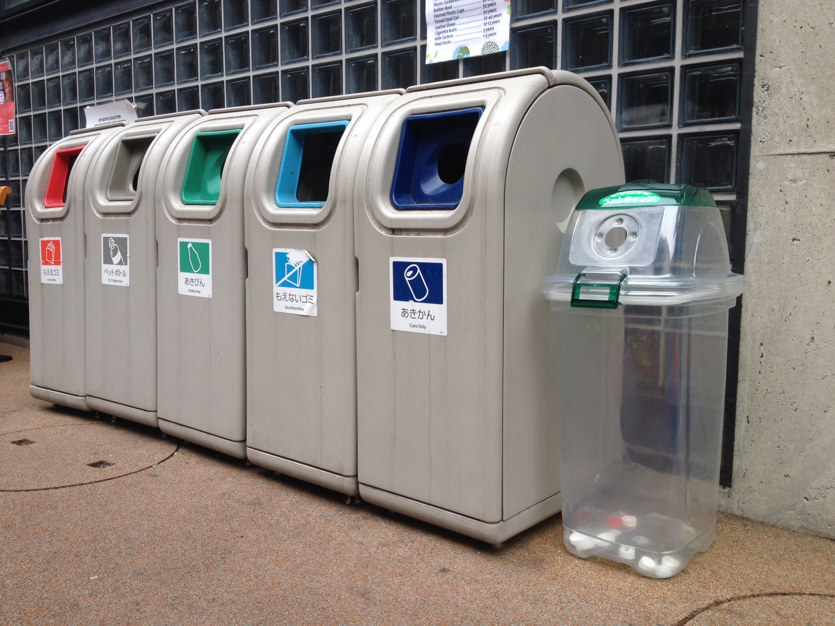 School recycling bins